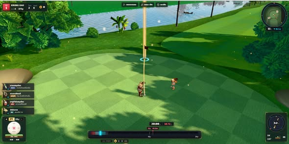 Thai fantasy golf course with the shot timing meter.