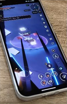 VEYRFALL combat on a phone screen, captured from the creator's video
