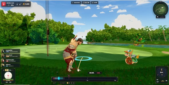 Thai fantasy golf course with the shot timing meter.